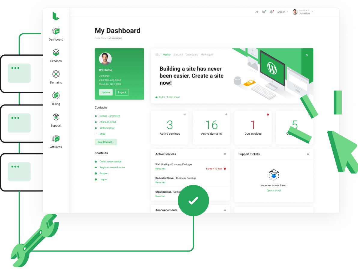 Shared Hosting - Super easy control panel to manage all your services